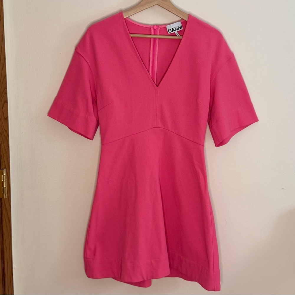 Ganni Stretch Suiting V-Neck Mini Dress - Picture 5 of 16